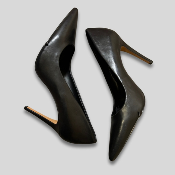 Karl Lagerfeld Paris Stiletto Heels Pointed Toe Leather Black Women's 10M/41B - Picture 3 of 12